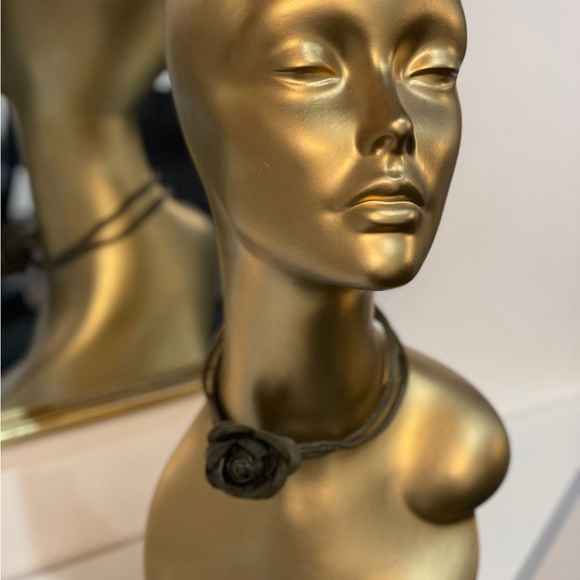 Choker Large flower rose Colette Malouf leather Necklace hairband bracelet - Picture 3 of 10